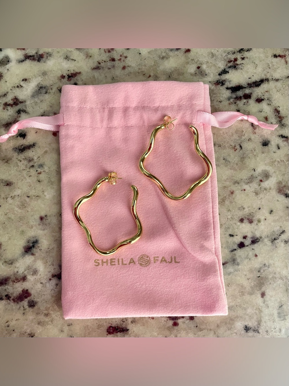 Sheila Fajl Wiggle Wiggle Shiny 18K Gold Plated Earrings NWOT